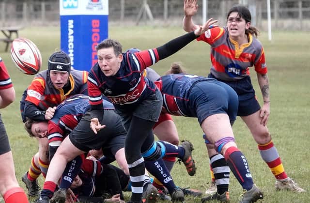 Scrum half Katy Miller launches a Big/Roy attack (Photo by David Kay)