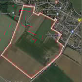 Approximation of proposed development's boundary.  Screenshot Google Maps