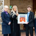 Taylor Wimpey South Midlands team pictured with Isaac Lord from Biggleswade Town Council and Andrew King and Tracy Hilton, Caretakers at the Community Centre. 