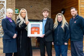 Taylor Wimpey South Midlands team pictured with Isaac Lord from Biggleswade Town Council and Andrew King and Tracy Hilton, Caretakers at the Community Centre. 