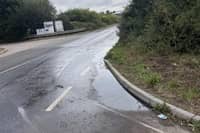 A previous sewage leak on Dunton Lane during September. Image supplied by: Cllr Whitaker.