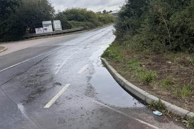 A previous sewage leak on Dunton Lane during September. Image supplied by: Cllr Whitaker.