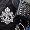 Bedfordshire Police King Charles III badge, photographed August 2024.
