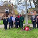 Armistice Day: Cllr Martin Pettitt, Mayor of Sandy Town Council, Cllr Mrs Susan Sutton, president Sandy Branch of the RBL, Rev Huw Davies, councillors, staff and members of the public. Image: Sandy Town Council.