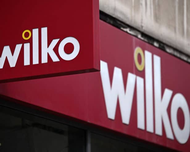 Signage outside a branch of the British high-street retail chain "Wilko (Photo by JUSTIN TALLIS/AFP via Getty Images)