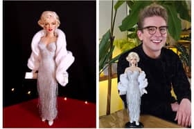 Dolls: Left - Marilyn Monroe at the premiere of "Some like it Hot" 1959. Right - Adam with the "Some Like It Hot" doll that made him famous. Images: Jean Norman Dolls.