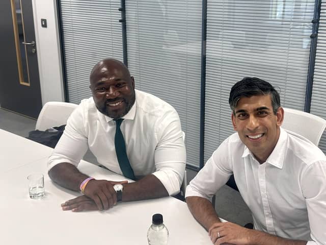 Festus Akinbusoye and Rishi Sunak. Image: LDRS