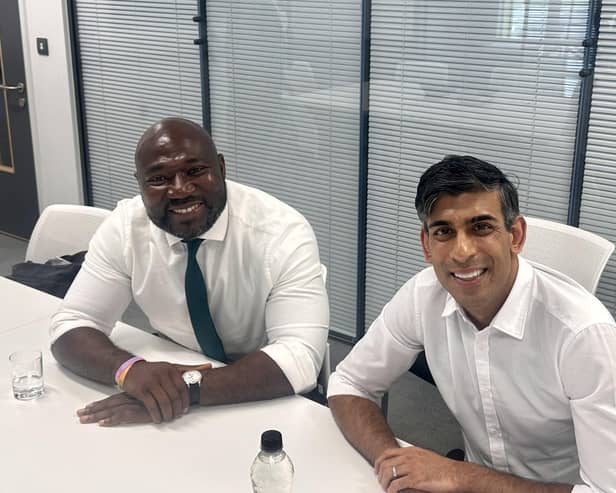 Festus Akinbusoye and Rishi Sunak. Image: LDRS