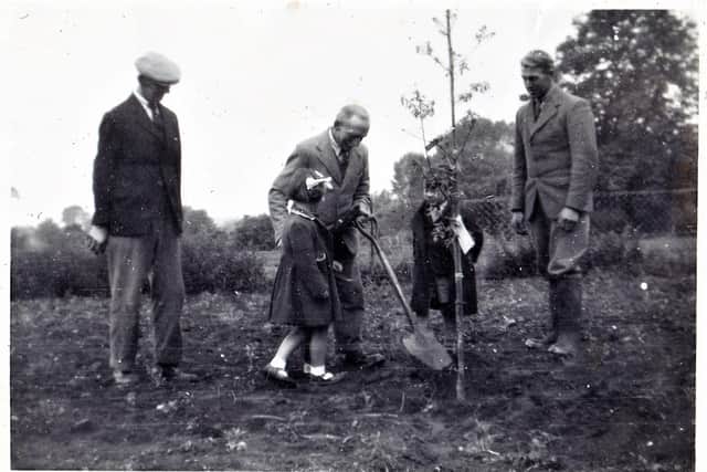 Stephen Gosling and Margaret Beadle planting the Oak Tree in 1953.