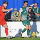 Action from Biggleswade FC's loss at home to AFC Dunstable on Saturday. Photo: Guy Wills