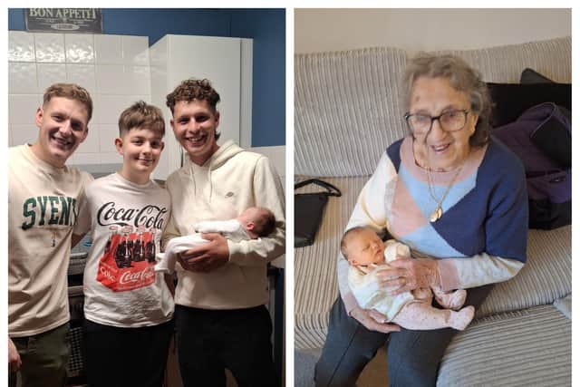 Kyle, Loui and Charley with baby Mabel. Images supplied by Carrie Giddings.