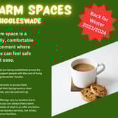 Look out for the poster displaying information about the Warm Spaces scheme in Biggleswade