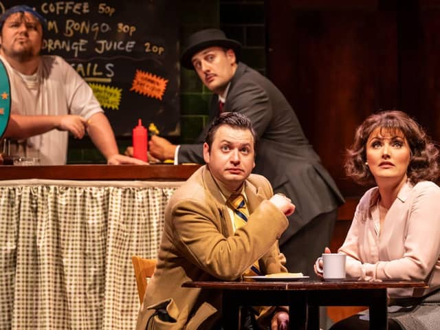 R Richard J Hunt, Peter Watts, Sam Lupton and Georgina Hagen in Only Fools and Horses The Musical