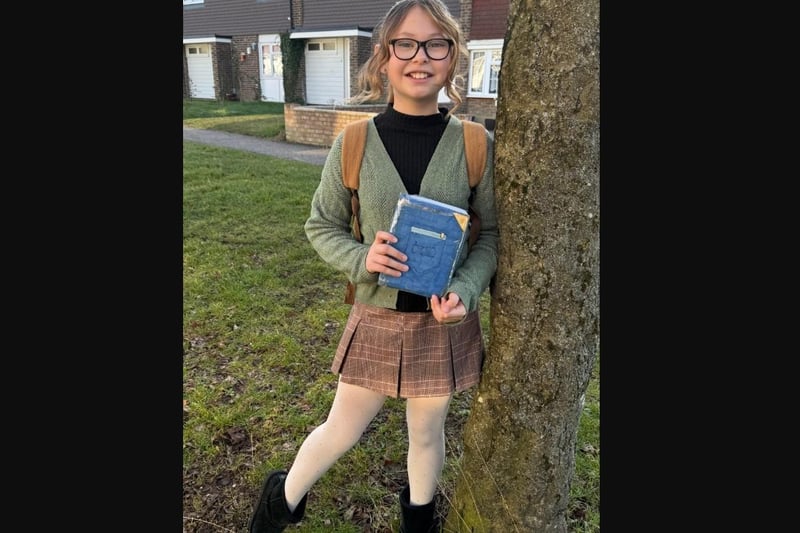 Brooke, ten, of Bedford, as Dotty from the Dork series of books. She also cleverly made her very own book prop. Brooke is an avid reader - often caught reading for two hours a night - and loves creative writing.
