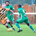 Action from Biggleswade's (in green) win over Aylesbury. Photo: Mike Snell.