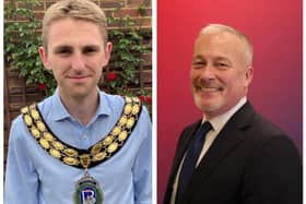 Cllr Grant Fage and MP Richard Fuller. Images: Biggleswade Town Council/Richard Fuller MP.