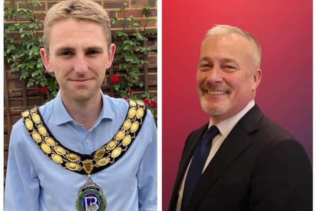 Cllr Grant Fage and MP Richard Fuller. Images: Biggleswade Town Council/Richard Fuller MP.