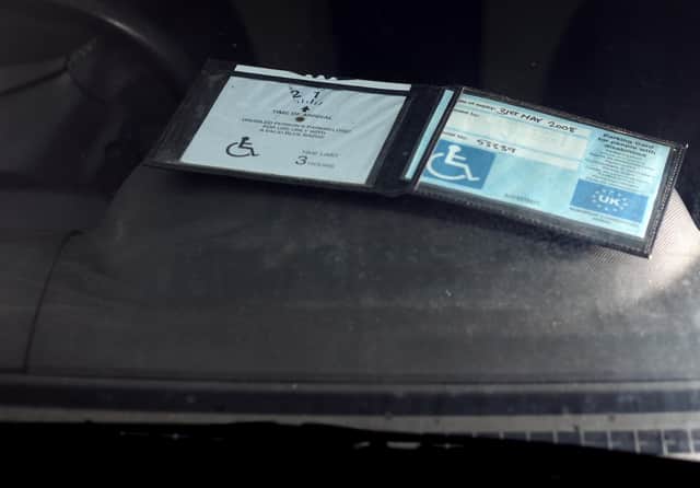 File photo of a Blue Badge on a car dashboard. Used for illustrative purposes only. (Photo by Matt Cardy/Getty Images)