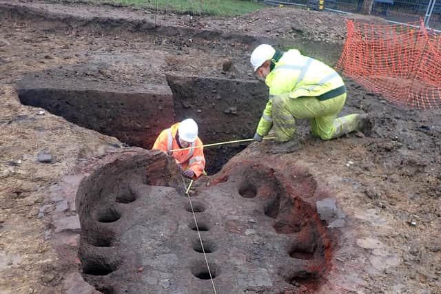 Albion Archaeology at work after rare Tudor pottery kiln from the time of King Henry VIII and Queen Elizabeth I unearthed at Sutton Primary School