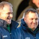 Biggleswade FC joint-bosses Mark Inskip (left) and Dave Northfield have guided them to a county cup final.