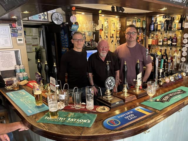 Cllr Steven Watkins, Cllr Adam Zerny, and the barman of the golden pheasant, Carl Spicer. Image supplied by Cllr Watkins.