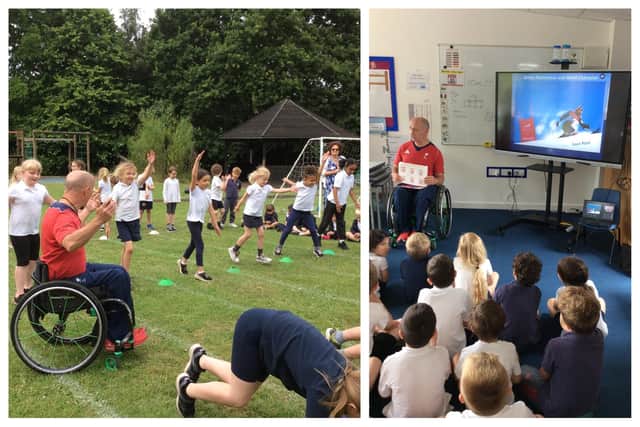 Sean Rose visits Sutton VA Lower School. Images supplied by the school.