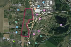 Approximate boundary for the proposed Bedford Gateway Screenshot Google My Maps Map data (C)2025 Imagery (C)2025 Maxar Technology