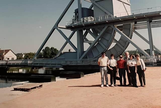 Paul and his family, including his Grandpa, at Pegasus Bridge in 1994. Harry was in the 1st Northamptonshire Yeomanry and the Royal Armoured Corps. Image: Paul Middleton.