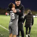 Jimmy Martin celebrates at the final whistle on Saturday. Photo: Linda Babaie.