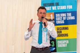 Dave Holland speaking at Reform UK Mid Bedfordshire Q&A at the Cross Keys, Pulloxhill Image: Dave Holland