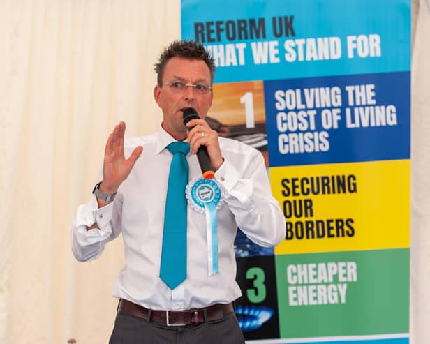 Dave Holland speaking at Reform UK Mid Bedfordshire Q&A at the Cross Keys, Pulloxhill Image: Dave Holland