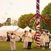 Adults dance round the Maypole. Pic: Willow Photography