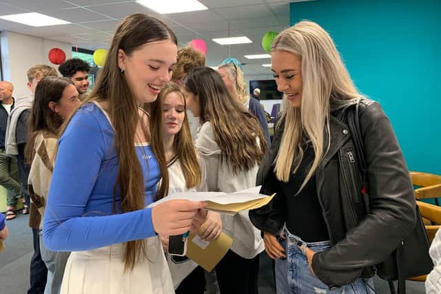 Etonbury Academy students celebrate on GCSE exam results day in August 2024.