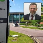 Central Bedfordshire Council's headquarters and inset, Dan Newbolt