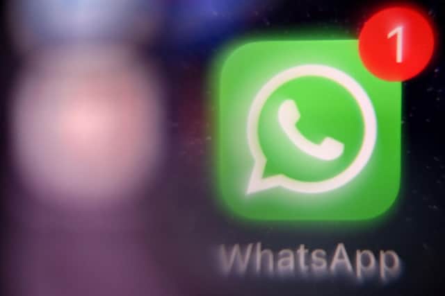 Whatsapp logo on a smartphone screen. (Photo by -/AFP via Getty Images)
