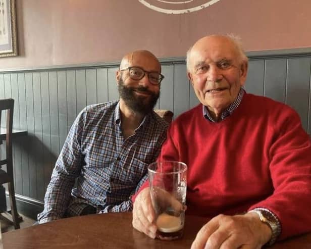 Spider Runners founder member Mike Bullock and his Dad, who received wonderful hospice care from the Sue Ryder charity before he died. Mike is organising a fundraiser in Broom to support its work