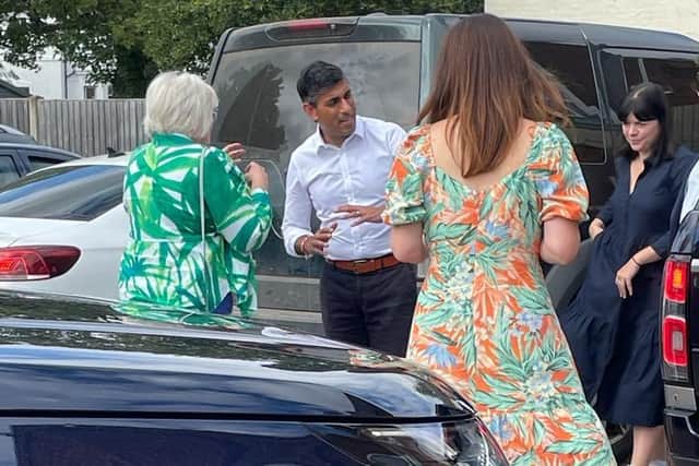 Rishi Sunak during his visit to Sandy Conservative Club. Image: Sandy Conservative Club.