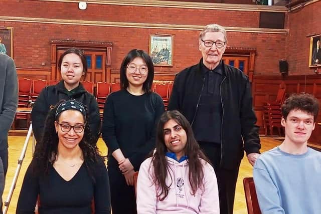 Our conductors with mentor Dr Douglas Coombes MBE