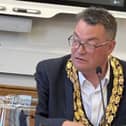 Councillor Jonathan Woodhead wearing the mayoral chain