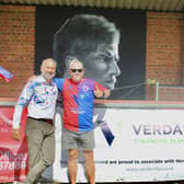 Biggleswade United Chairman Guillem Balague with new ground naming sponsors Verdant Financial Planning's managing director, Jim Monger and fellow director, Helen McCormick.