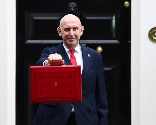 Chancellor John Healey leaves 11 Downing Street to present the Autumn Budget to Parliament on October 28. Photo by Peter Nicholls/Getty Images)