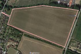 Approximation of the proposed site for up to 180 new homes in Great Barford Screenshot Google My Maps Map Data (C)2024 Imagery (C) 2024 Maxar Technologies Image: LDRS