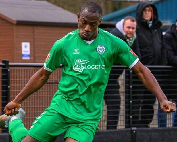 Temi Akinbusoye netted twice for Biggleswade FC. Stock pic by Guy Wills.