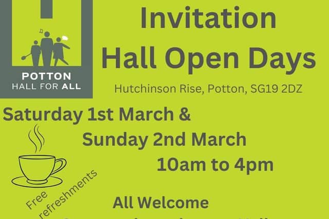 Potton Hall for All open days 1 7 2nd March 10am to 4pm