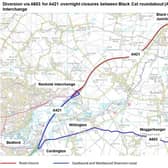 Map showing road closure and diversion which will be in place while work is ongoing