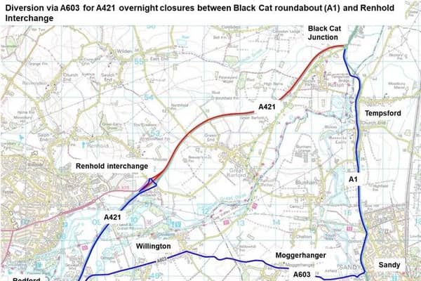 Map showing road closure and diversion which will be in place while work is ongoing