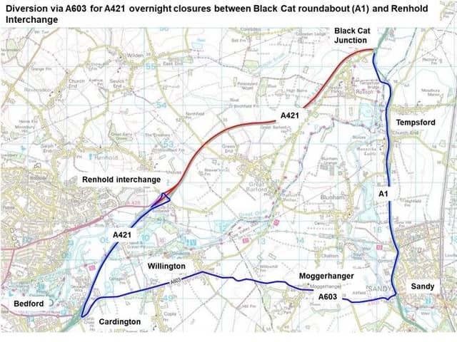 Map showing road closure and diversion which will be in place while work is ongoing