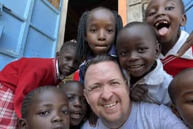 Luke Newman with some of the children in Nakuru