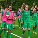 Biggleswade FC celebrate their win in the last round of the FA Cup. Photo: Guy Wills Sports Photography.