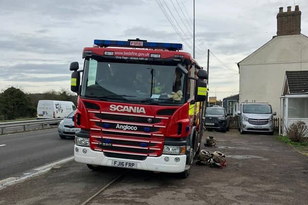 Bedfordshire Fire & Rescue at the scene in Beeston.